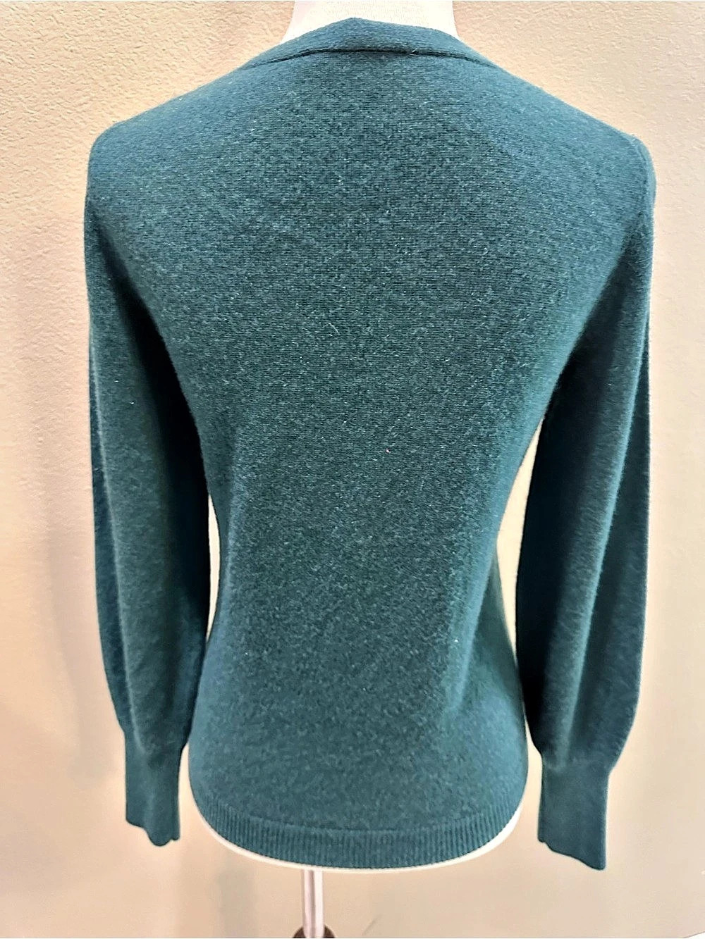Talbots Pure Cashmere V-Neck Sweater Blue Green Petite Small - Picture 6 of 13